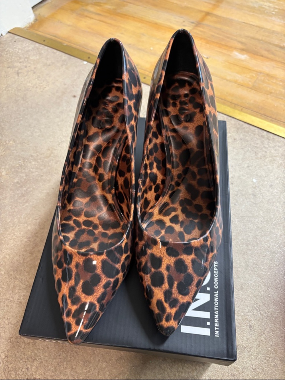 INC International Concepts Leopard Print Pointed Toe Pumps - Brown & Black